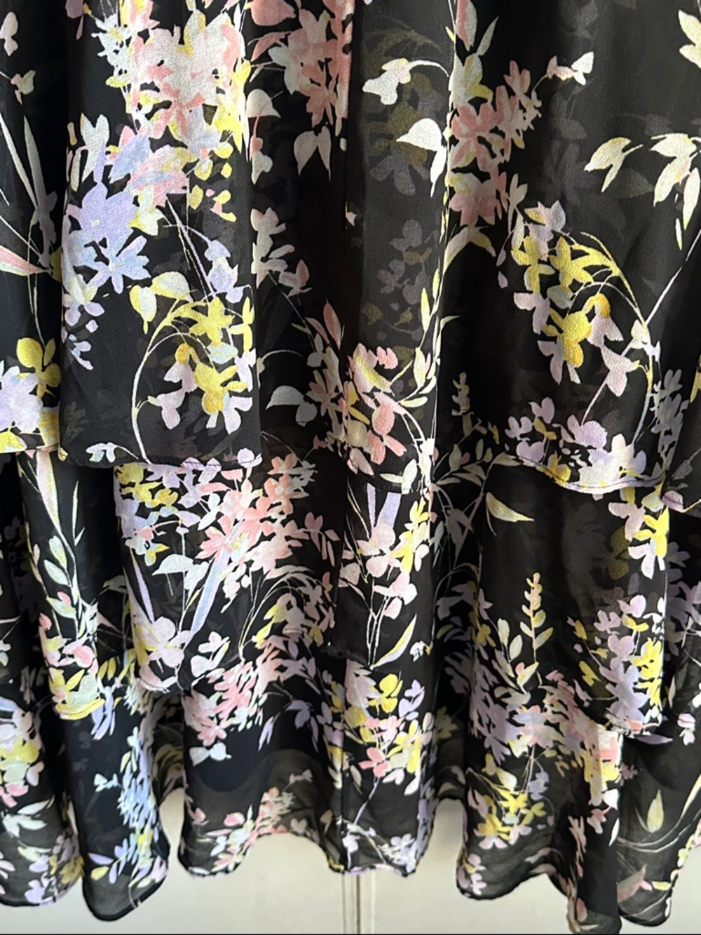 Calvin Klein Black Floral Tiered Dress - Picture 8 of 8